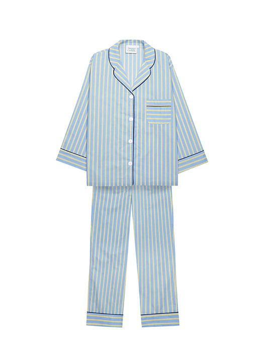  Chilling Stripe Pajama Set (Blue)