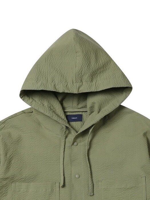 SEERSUCKER SHIRT JACKET(Light Khaki)