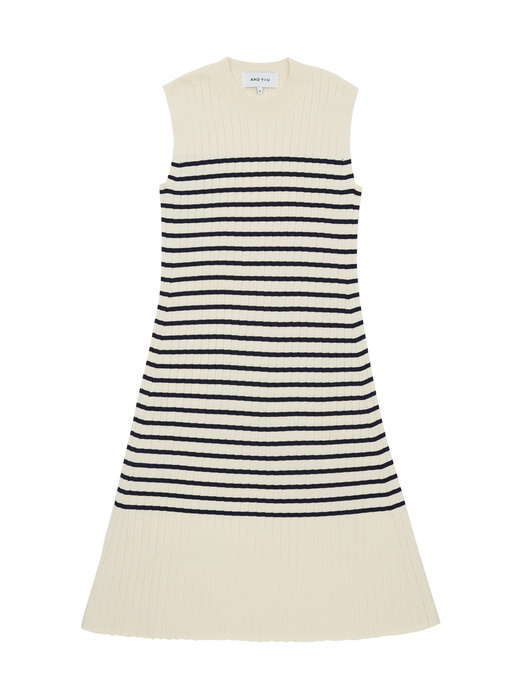 [N]ORCHID Sleeveless maxi ribbed dress (Stripe/Navy)