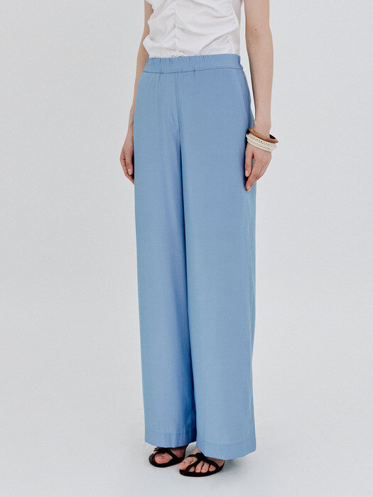 Silky Banded Wide Pants in Blue VW1ML081-22