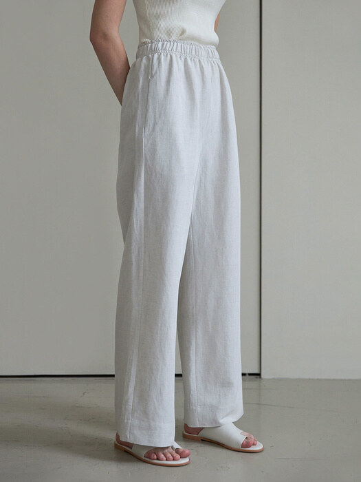 Linen banding pants (light gray)