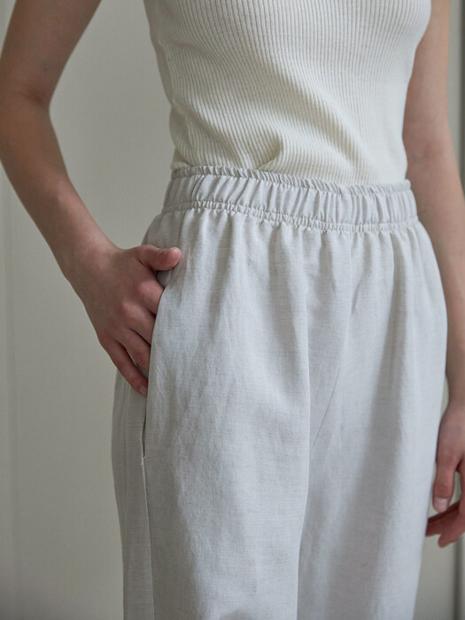 Linen banding pants (light gray)