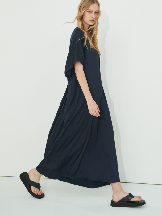 BOXY WAIST LINE DRESS_NAVY