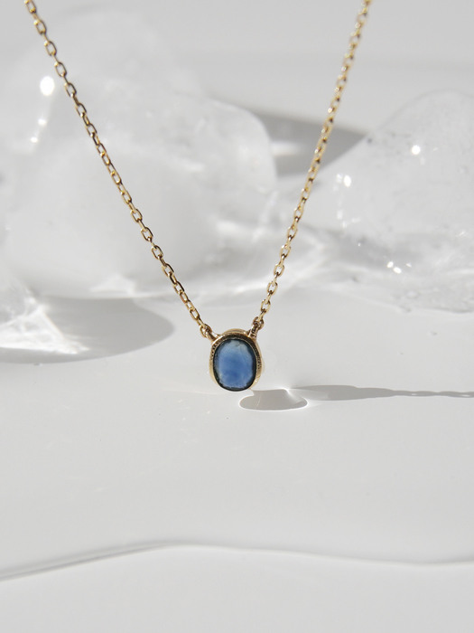 14k gold blue sapphire necklace