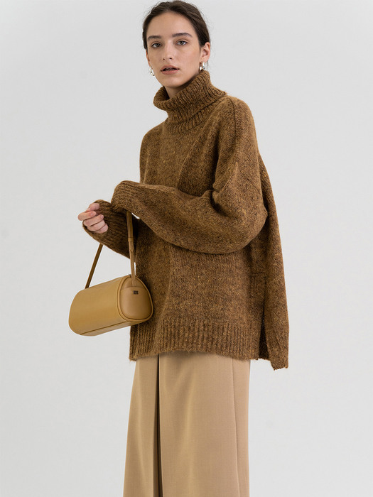 FW21 Rough-touched Alpaca Pullover Brown-melange