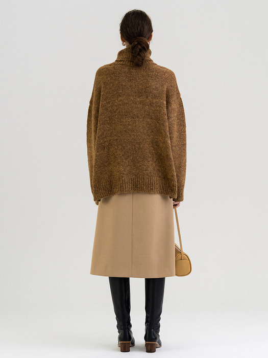 FW21 Rough-touched Alpaca Pullover Brown-melange