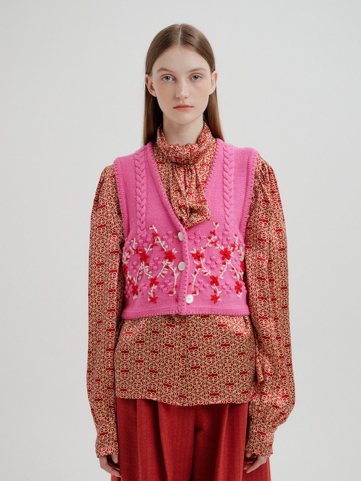 [잉크]TITA Short Knit Vest - Pink [W CONCEPT]