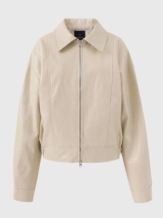 크림 에코 레더 봄버 자켓 / CREAM ECO-LEATHER BOMBER JACKET