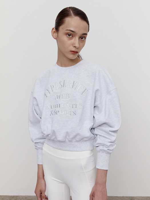 Premium Heavy Cotton Arch Logo Crop Sweatshirt [Melange Gray]