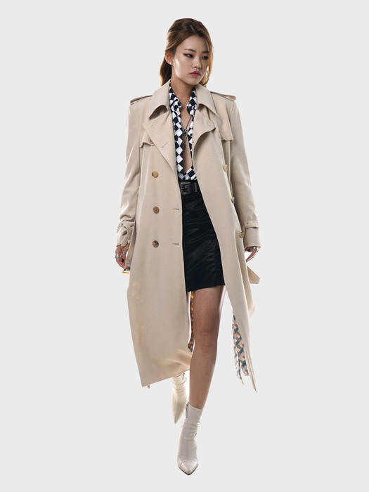 Double-Breasted Flapping Trench Coat[Beige(WOMAN)]_UTH-SC02