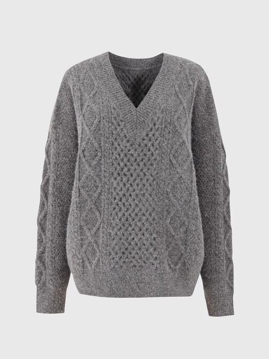 차콜 틸다 브이넥 니트 / CHARCOAL TILDA VNECK KNIT