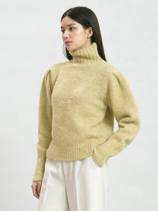 kidmohair puff pola knit (yellow)