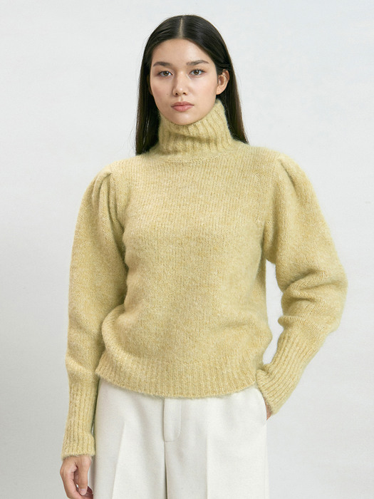 kidmohair puff pola knit (yellow)