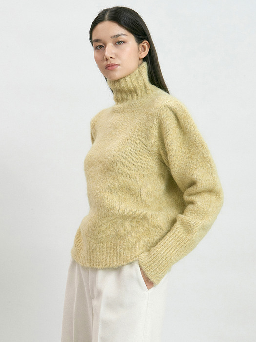 kidmohair puff pola knit (yellow)