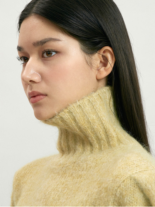 kidmohair puff pola knit (yellow)