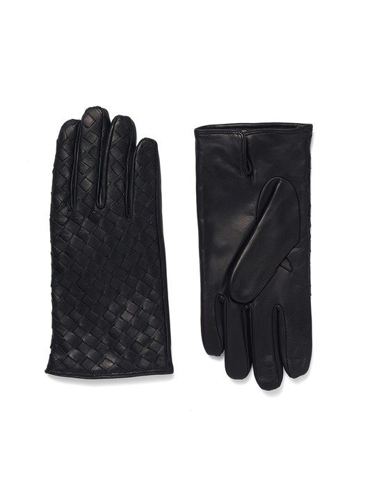 Woven Nappa Gloves For Men_Dark Navy