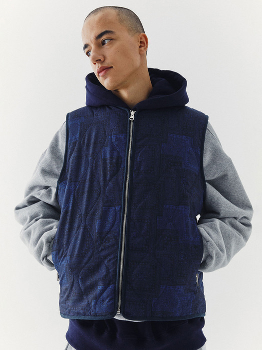 PAISLEY REVERSIBLE QUILTING VEST_NAVY