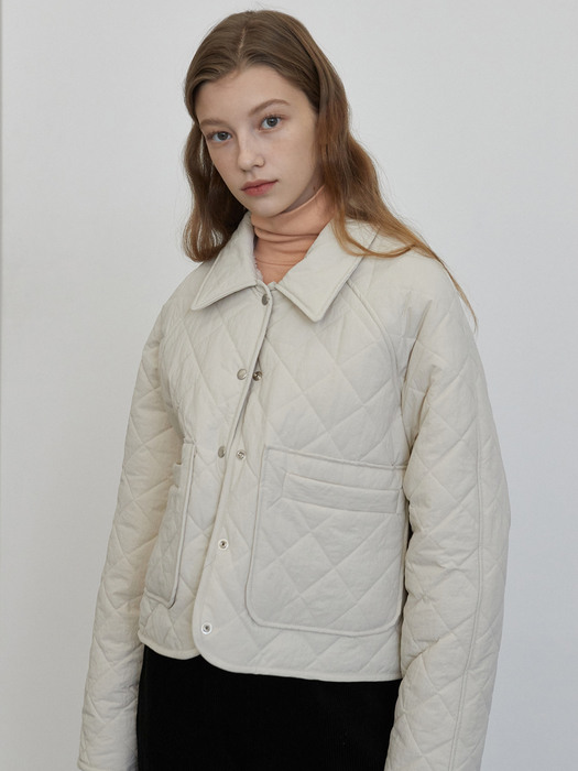 j900 quilting collar cropped jumper (ivory)