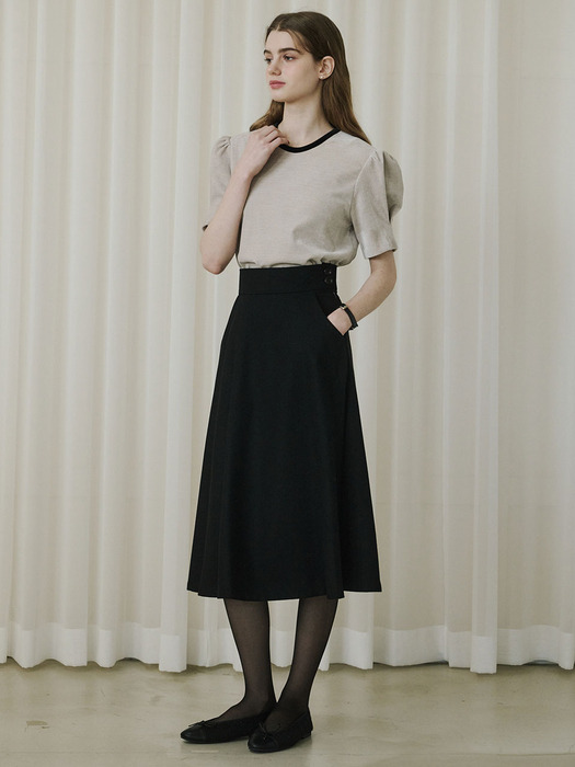 Side Button Flare skirt_2color