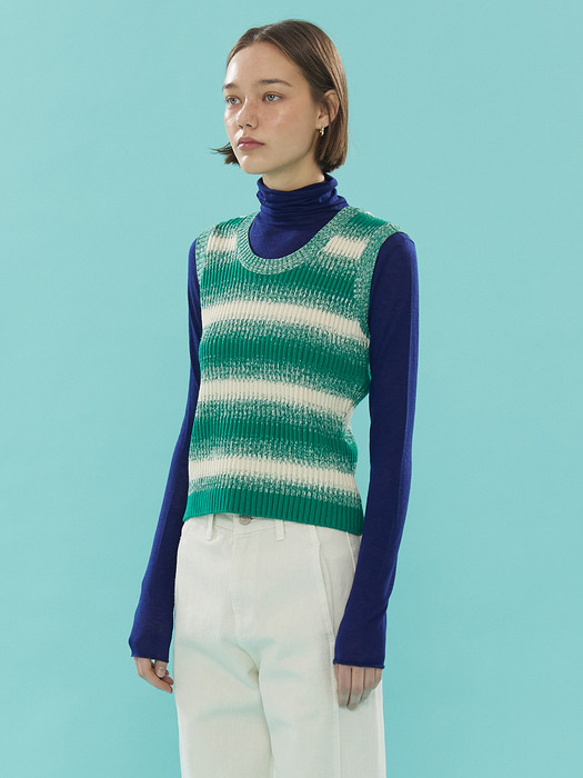 Ribbed Knit Vest_GREEN