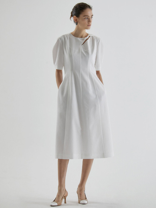 SLIT BALLOON DRESS_WHITE