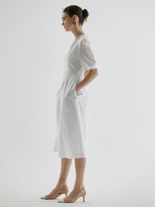 SLIT BALLOON DRESS_WHITE