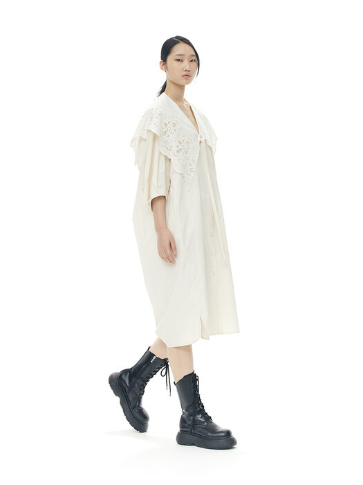 Re.touch_LACE COLLAR SHIRTS DRESS_CREAM