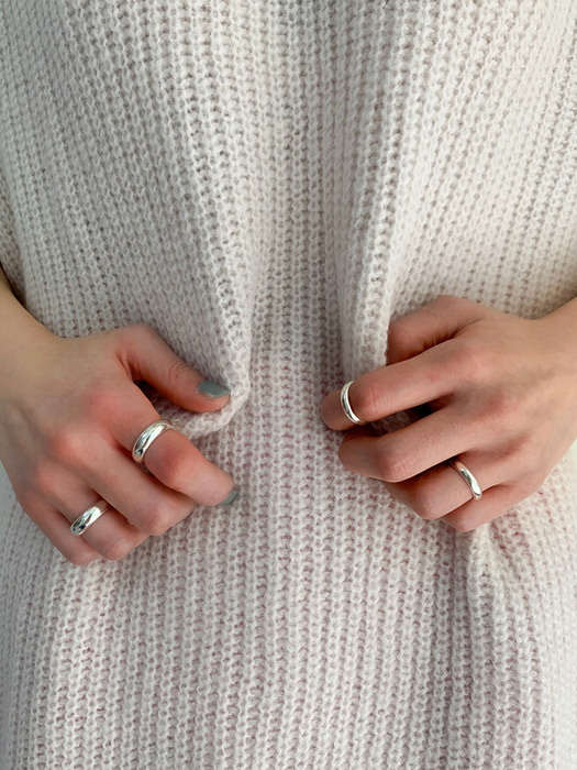 Bold Twin Silver Ring SET