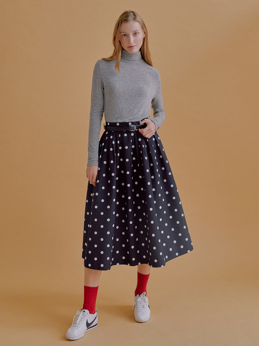 BOROMWAT Flared skirt (White dot/Black dot)