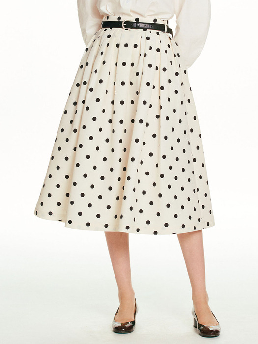 BOROMWAT Flared skirt (White dot/Black dot)