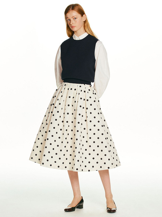 BOROMWAT Flared skirt (White dot/Black dot)