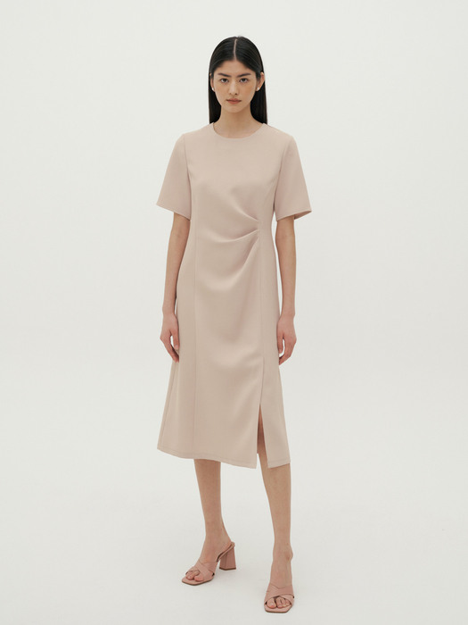 Pintuck Dress-beige