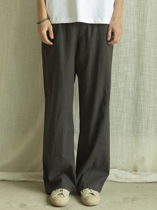 CP-801 Linen long wide pants_Charcoal