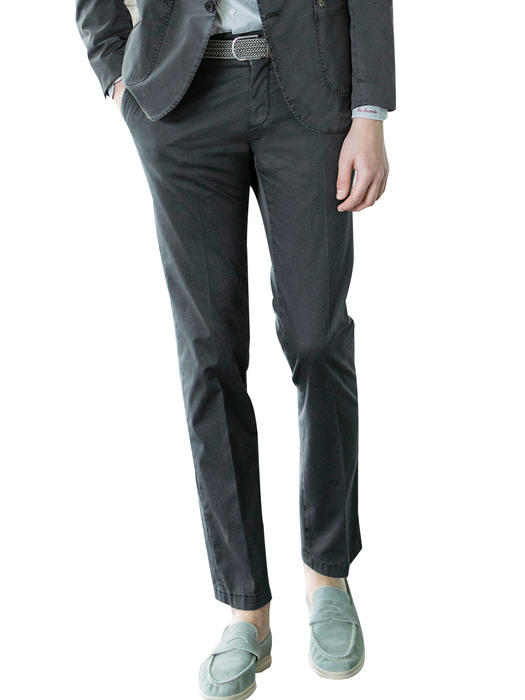 nora cotton set-up pants - s.grey