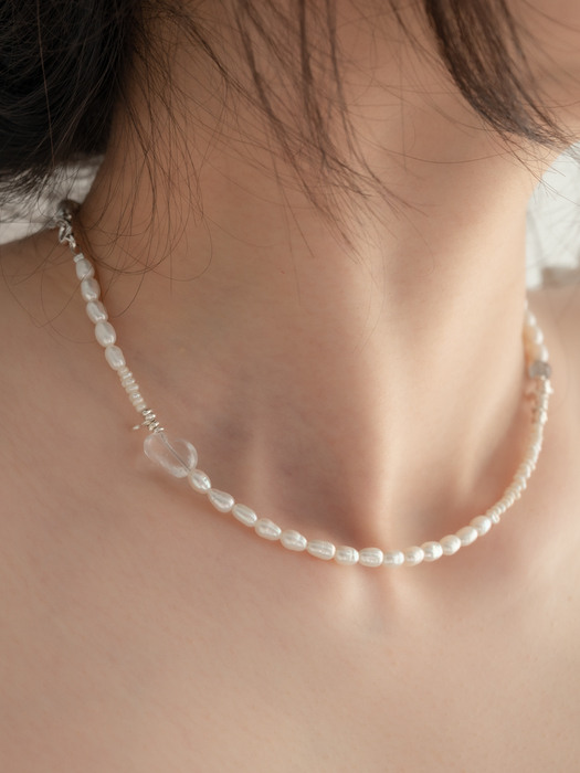 labradorite silver pearl Quartz necklace