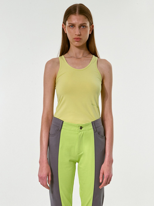 EMBROIDERY SLEEVELESS TOP, LIME GREEN
