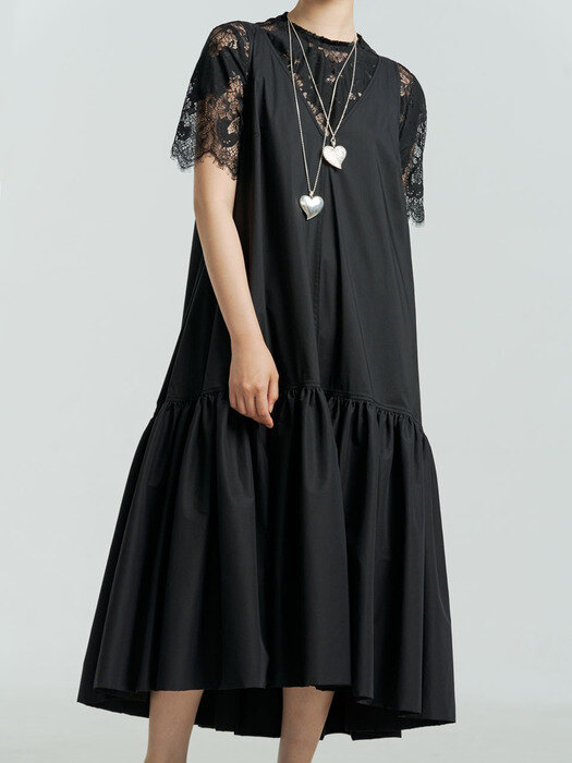 CLAUDIA BLACK COTTON-BLEND SLEEVELESS SHIRRING DRESS