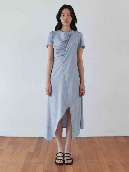 Della shirring dress (sky blue)