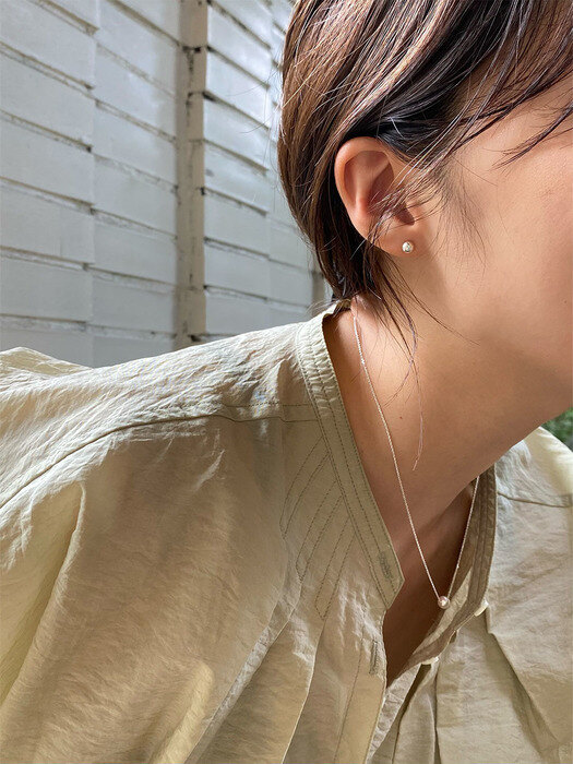 [단독][set][925 silver] simple pearl necklace (silver) + epais ball earring (silver)