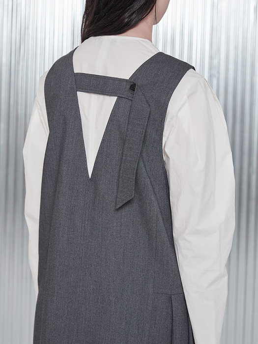 Pleats Detail Sleeveless Dress  Grey (KE2871M013)