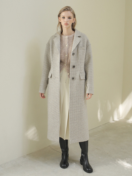 CHECK LONG COAT / BEIGE