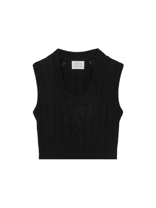 Julie Crop Cable Knit Vest_Black VC2278KV001M