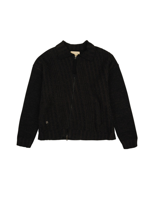 CABLE KNIT CARDIGAN IN BLACK