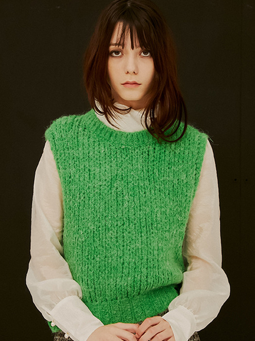 Candy Wool Knit Vest_Green