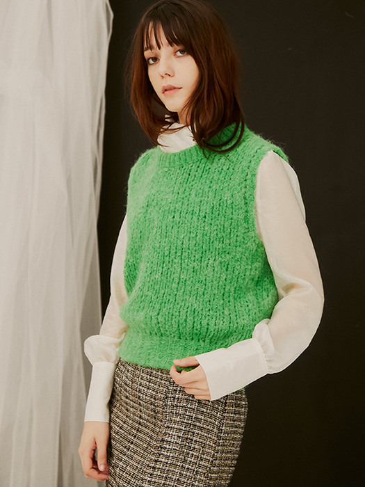 Candy Wool Knit Vest_Green