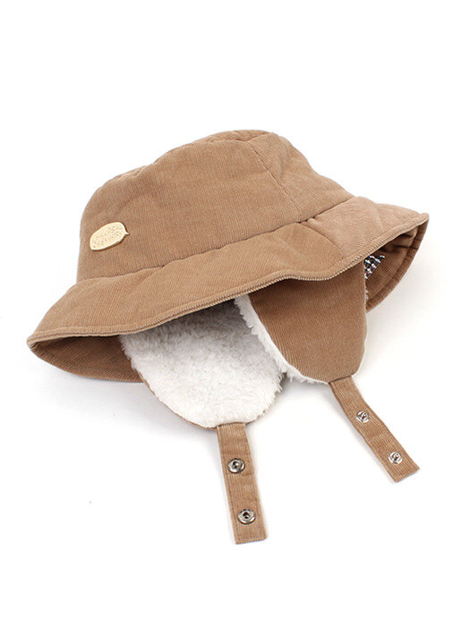 Beige Corduroy Earflap Bucket Hat 귀달이모자