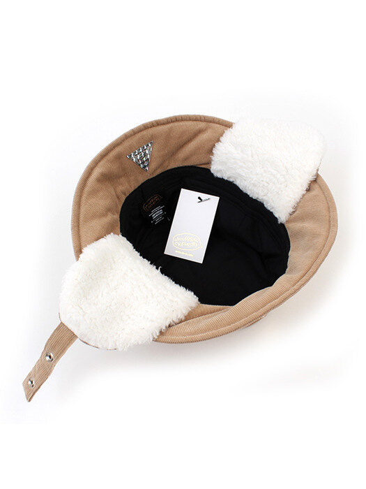 Beige Corduroy Earflap Bucket Hat 귀달이모자