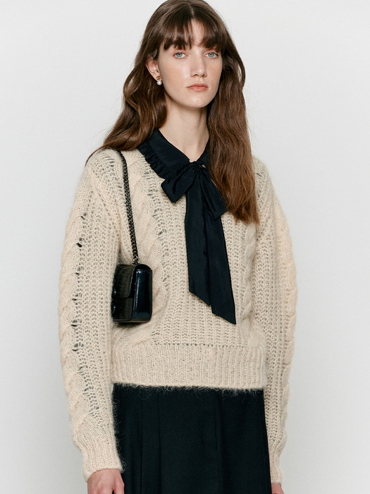 Mohair cable knit - Beige