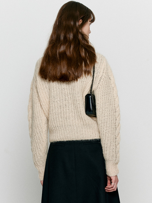 Mohair cable knit - Beige