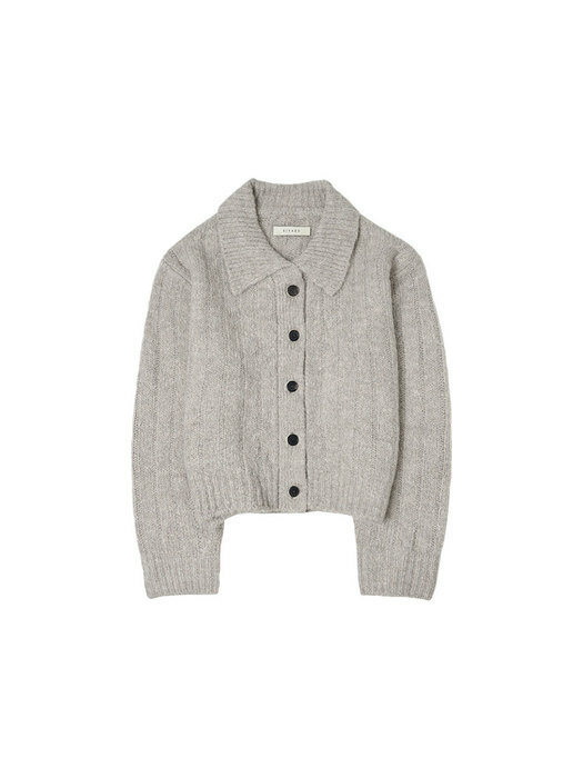 SIKN2052 wool collar cardigan_Light beige